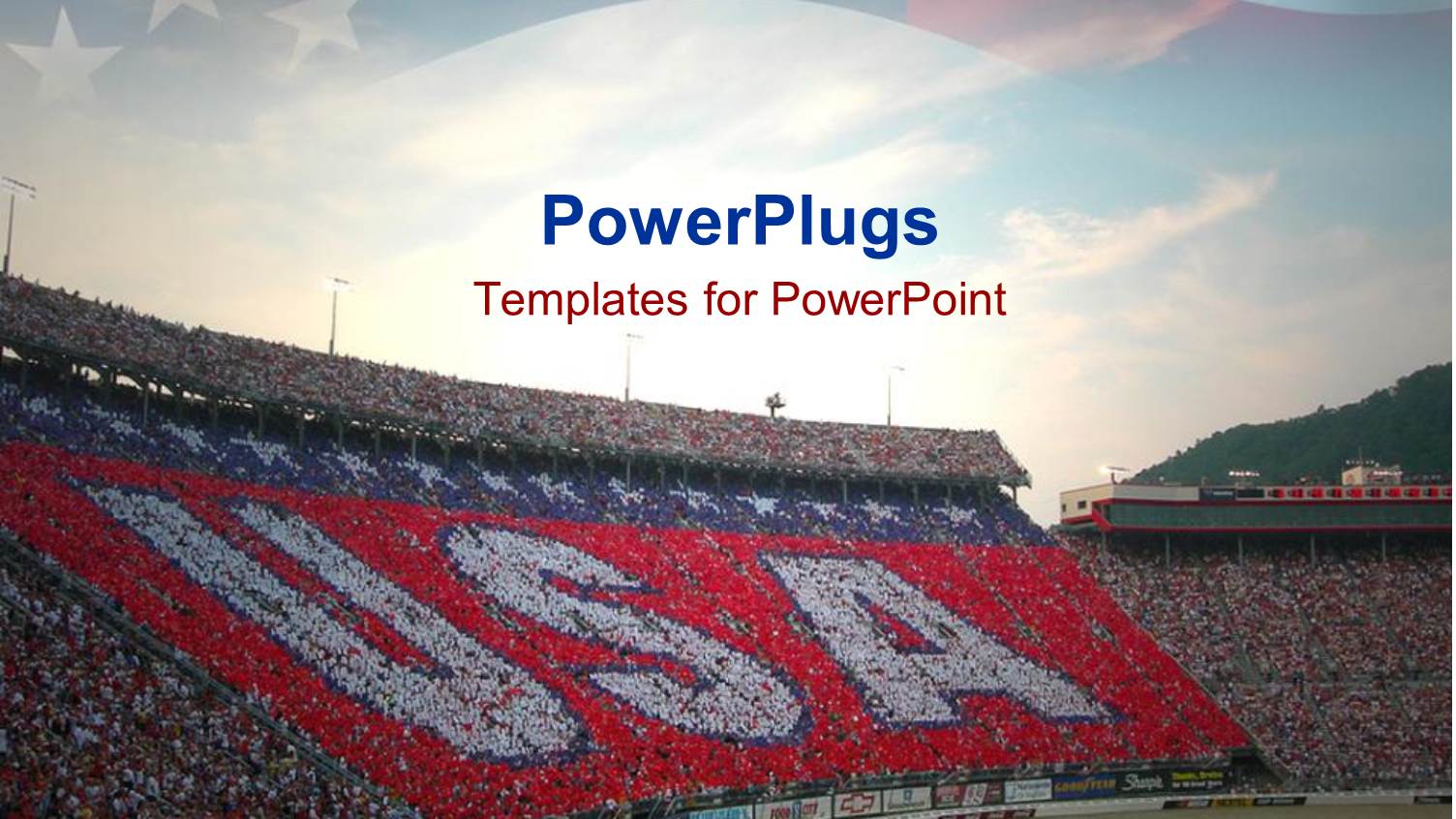 Car Racing Fans Make White USA on Red Background