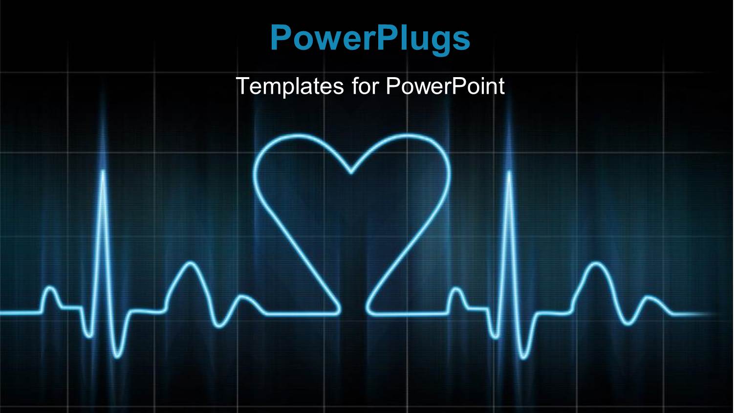 Cardiogram with Glowing Blue Lines on Black Background with Love Symbol