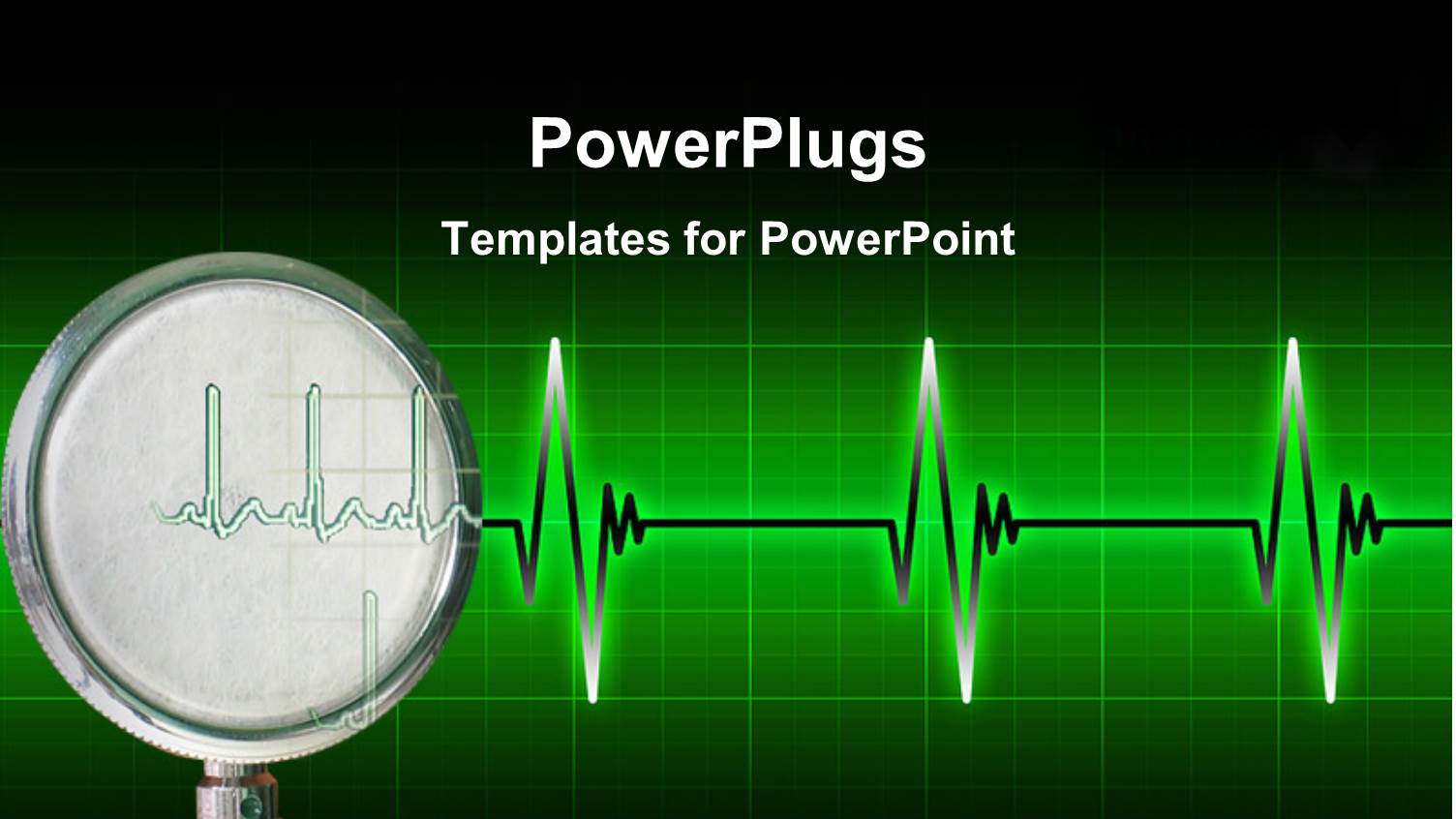 Cardiogram Pulse on Bright Green Gridlines with Dark Edges