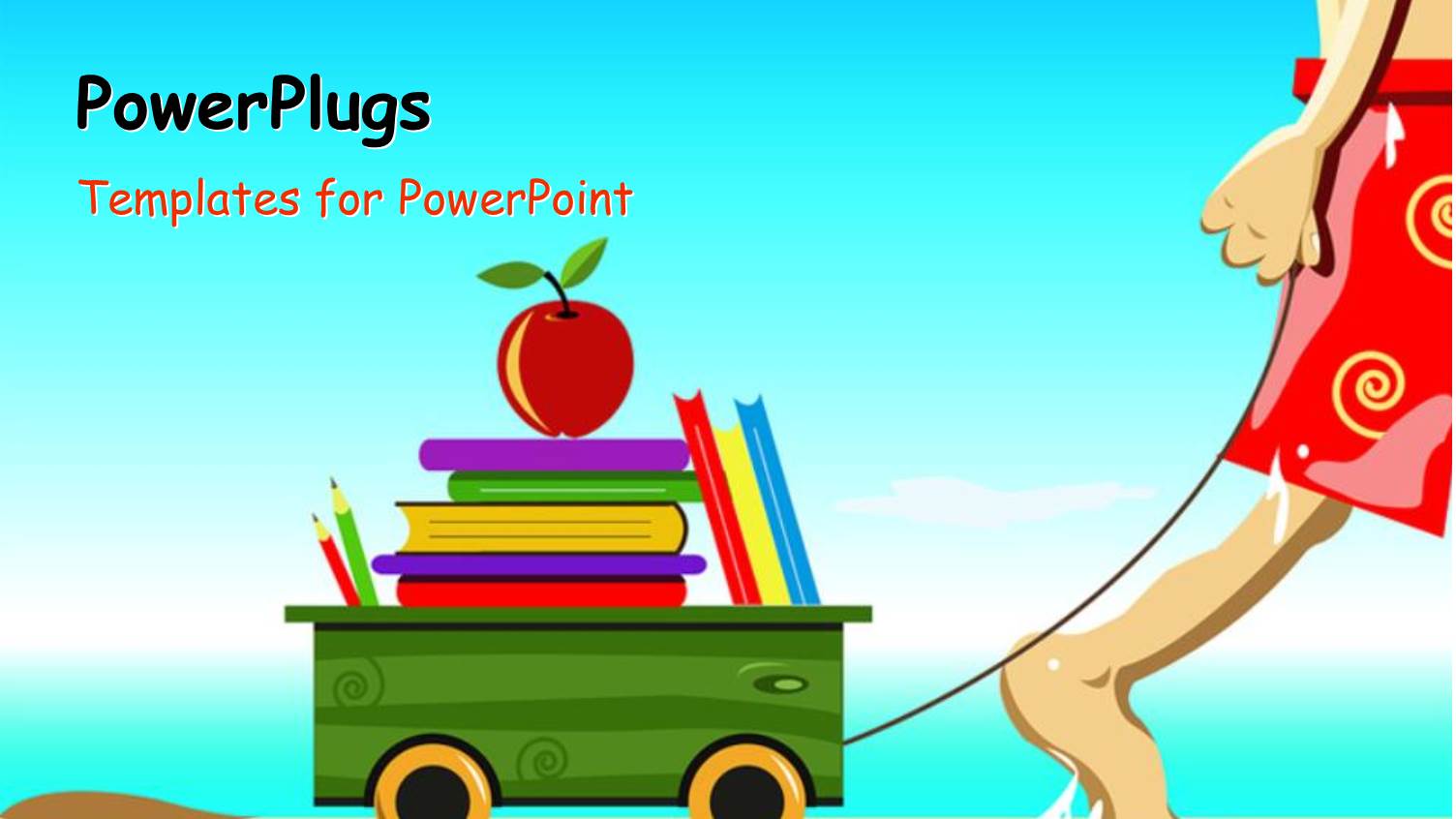 a Cartoon Character Dragging a Box with Stacks of Book and an Apple