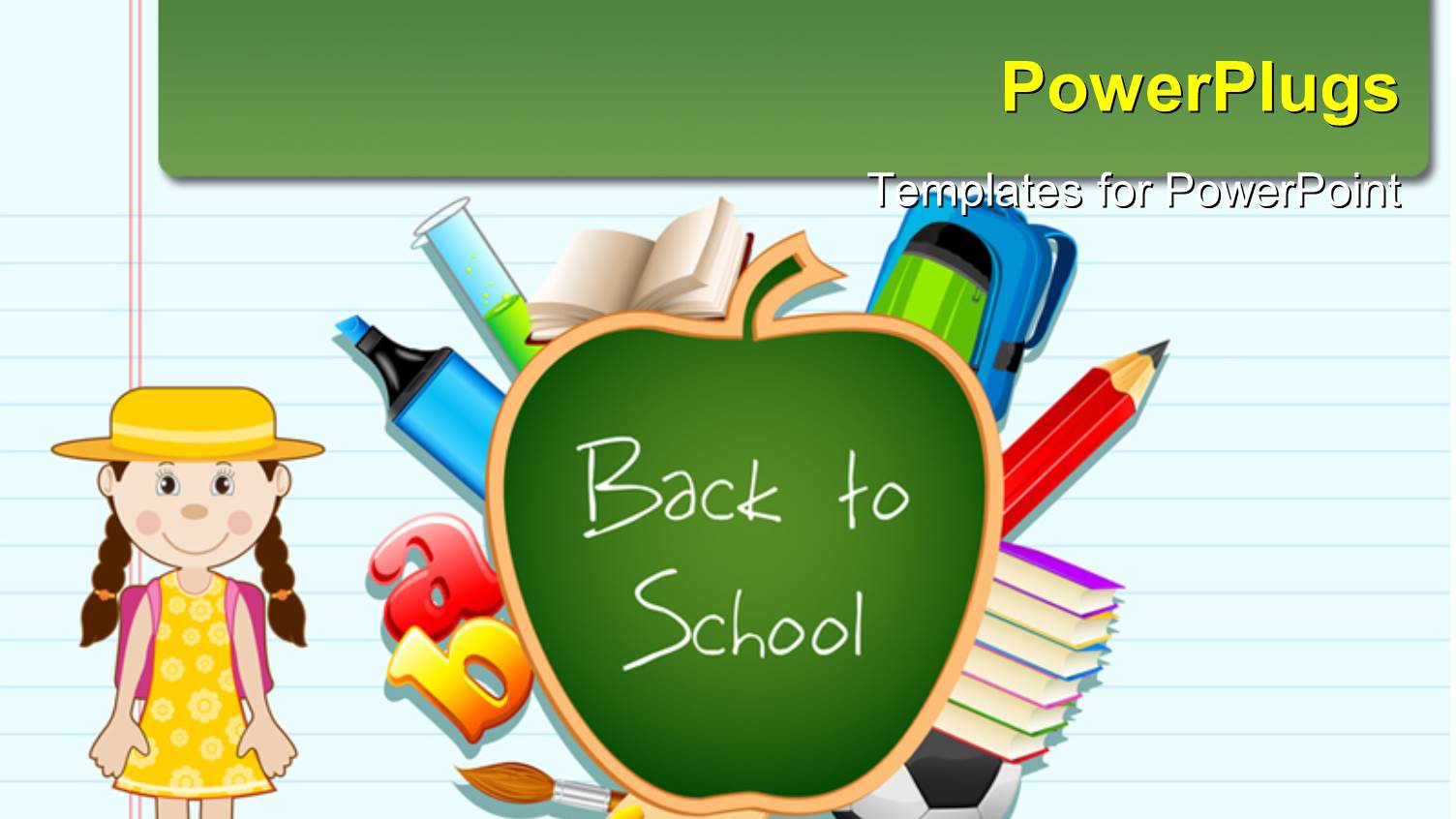 a Cartoon Character of a Young Girl with Stationery's Beside her