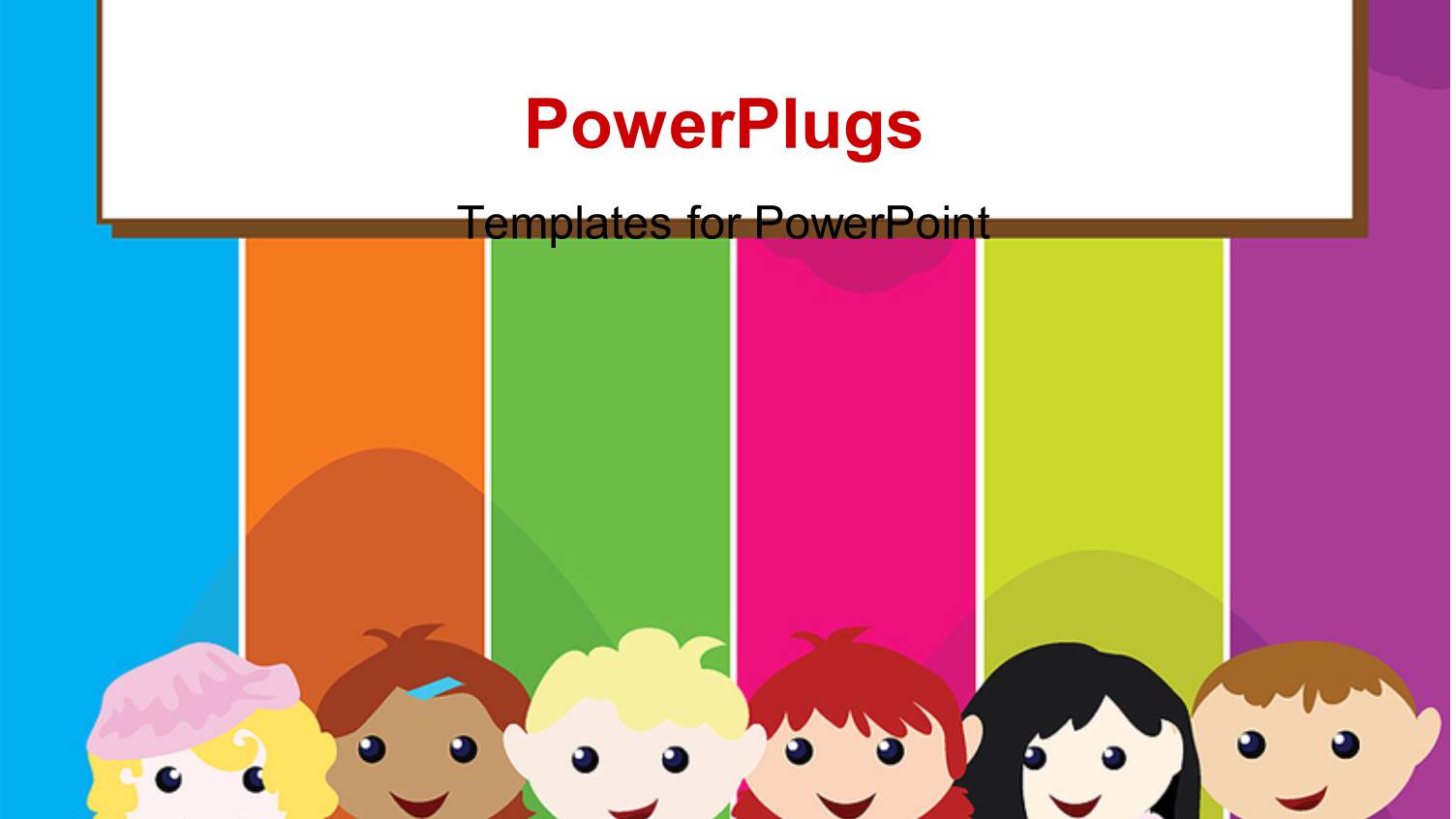 a Cartoon Theme of Six Kids Standing in Front of a Colorful Board