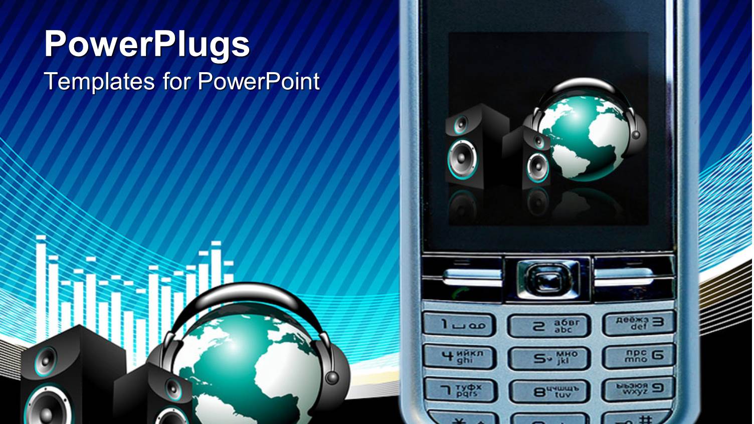 a Cell Phone with a Globe and Headphones