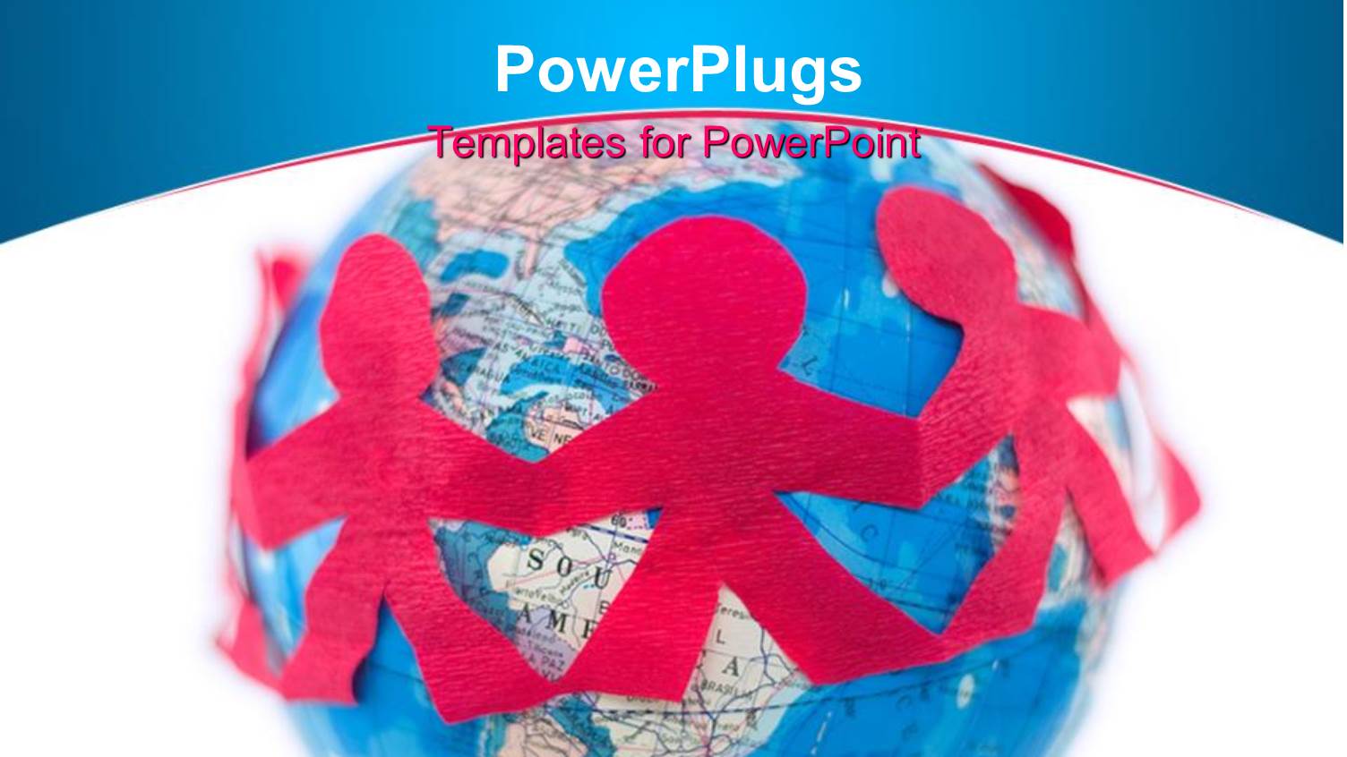 Chain of Red People Cutouts Around a Globe