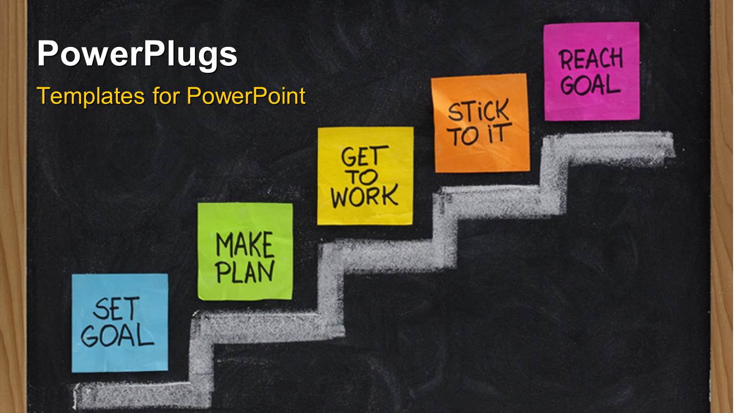 Chalk Drawing of Steps with Plan to Achieve Goal on Sticky Notes