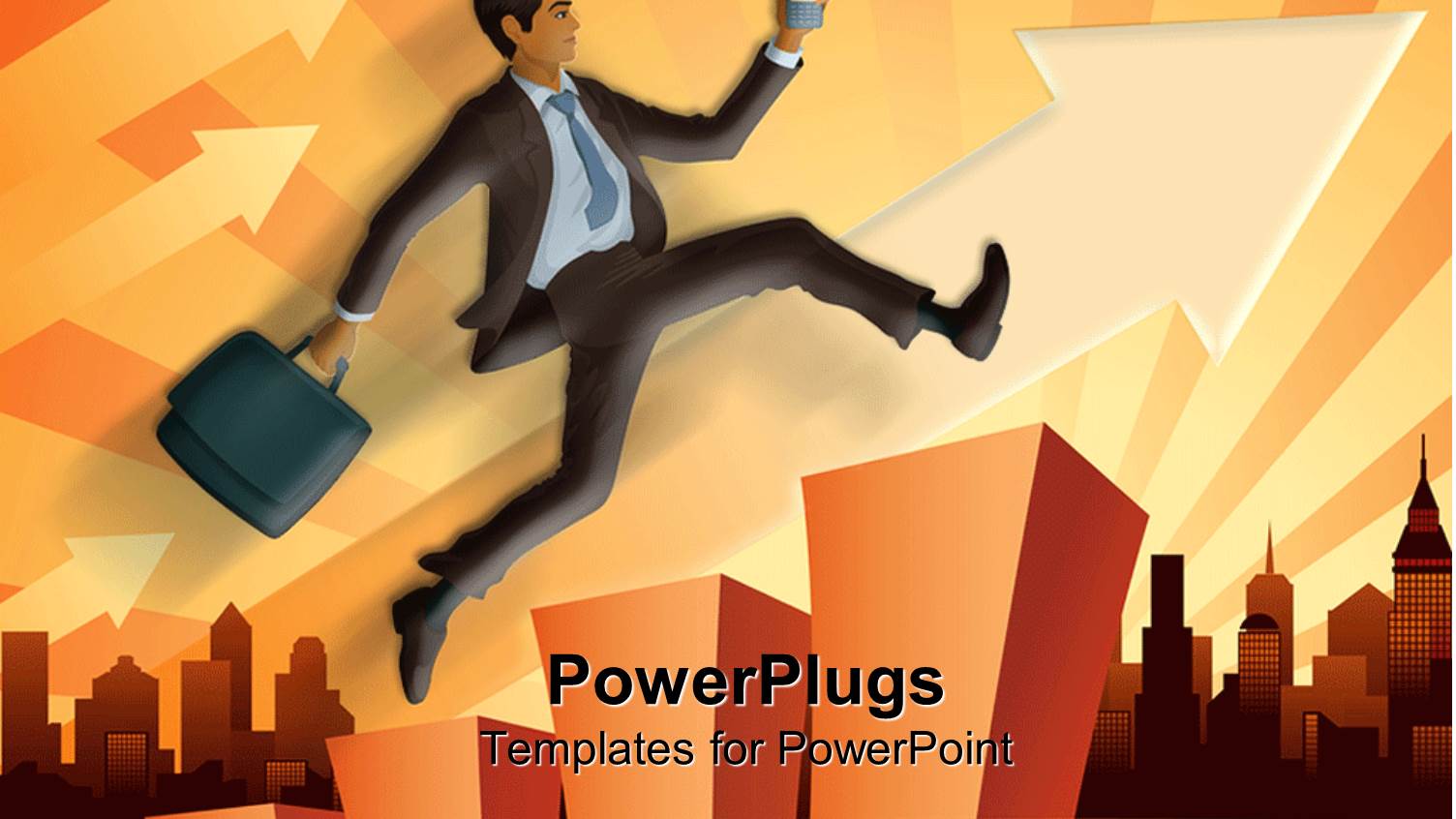 a Character of a Business Man Jumping Over a Bar Chart