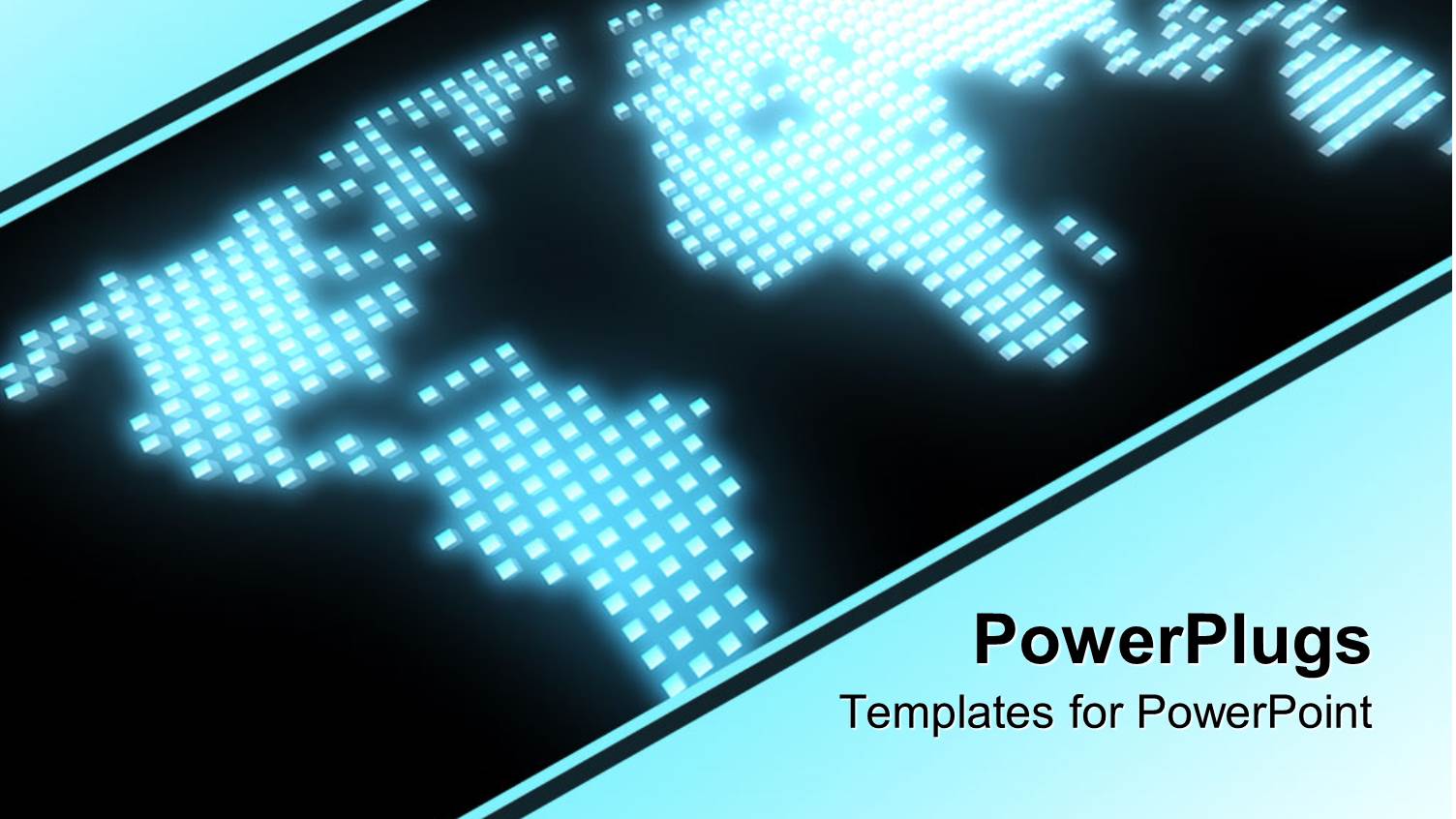 a Checked Bright Blue World Map on a Balck Surface