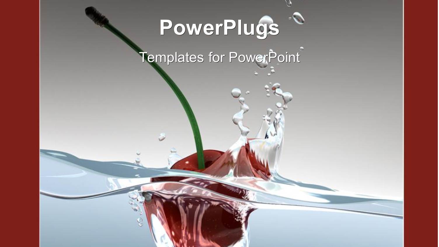 a Cherry Dipped in Water with Grayish Background