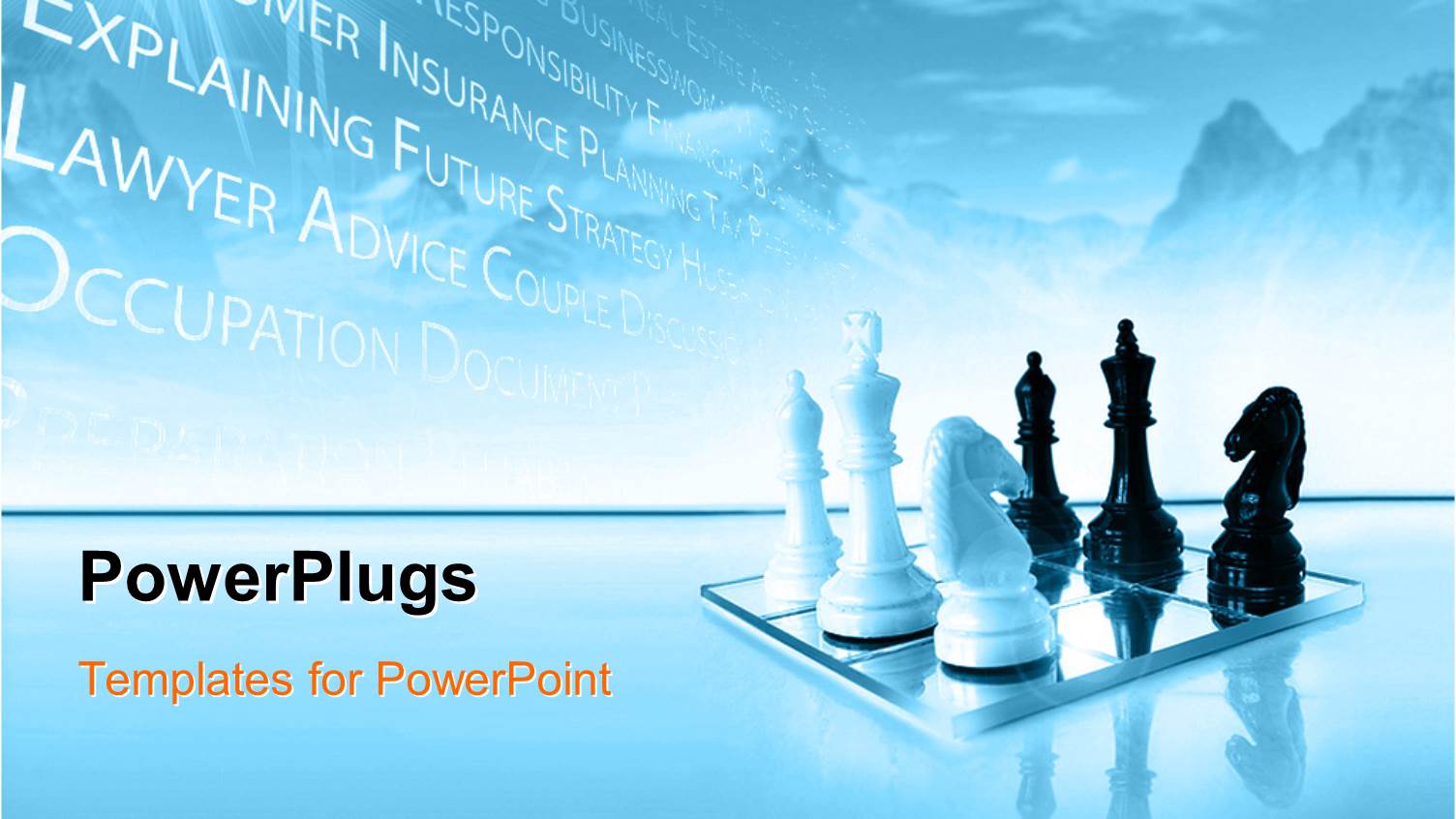 a Chess Board with Chess Pieces and Bluish Background