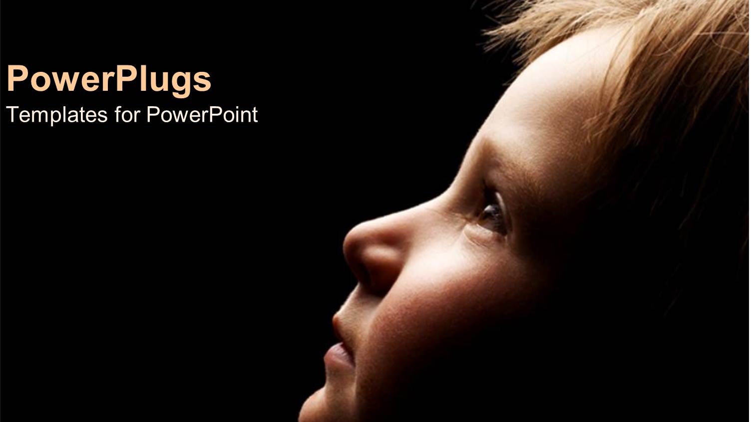 Child in the Dark Looking Up Black Background