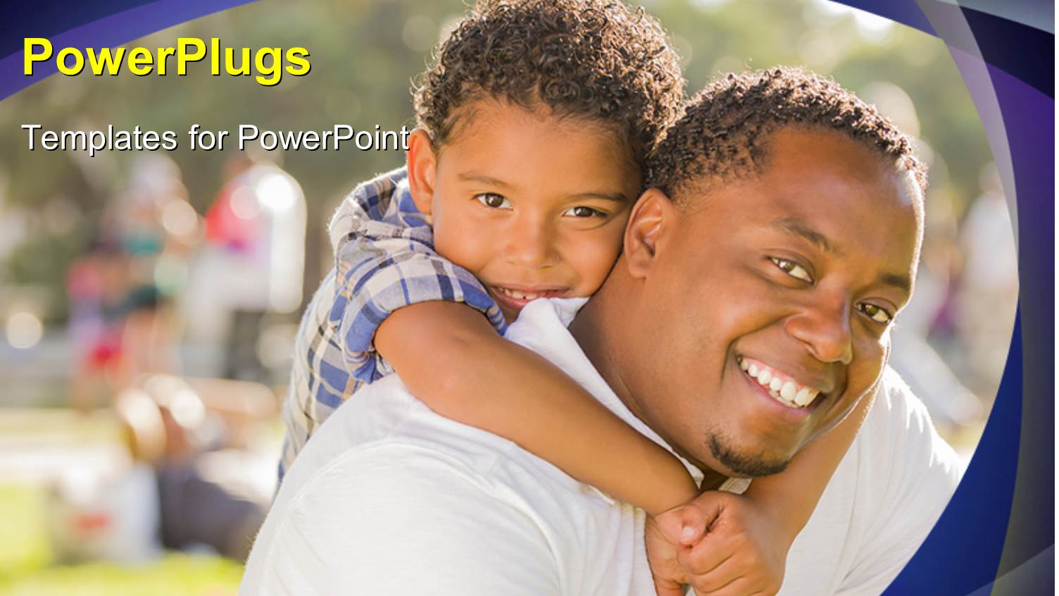 a Child with his Father and Blurred Background of a Playground