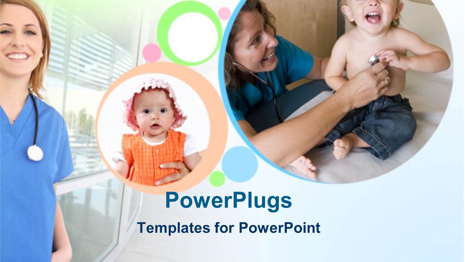 Child Health Care with Doctor Nurse Baby Girl and Toddler Boy and Stethoscope