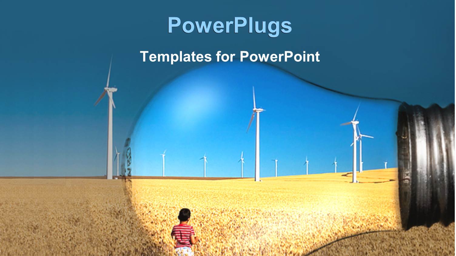 a Child Looking Towards the Wind Mills and Being Highlighted