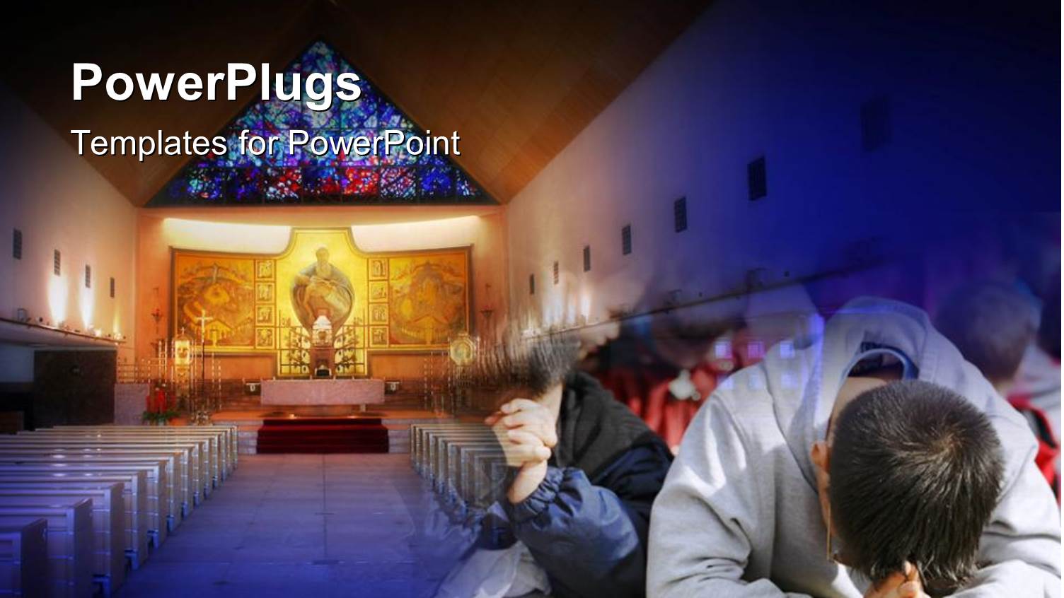 Children Praying in the Church with Christ