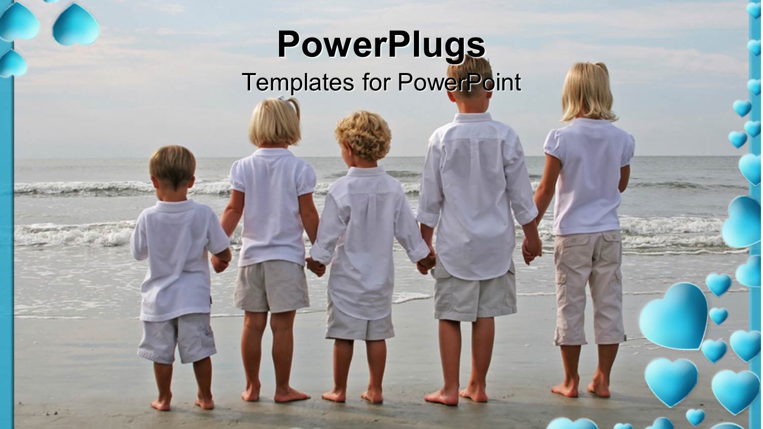 Children in White Holding Hands on Beach