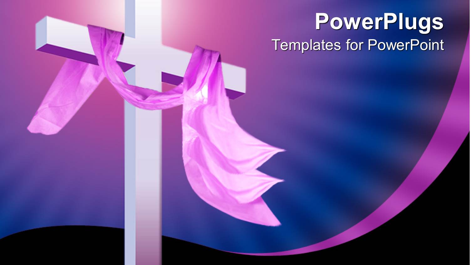 Christian Religion Theme with White Cross and Pink Cloth, Blue and Black Background