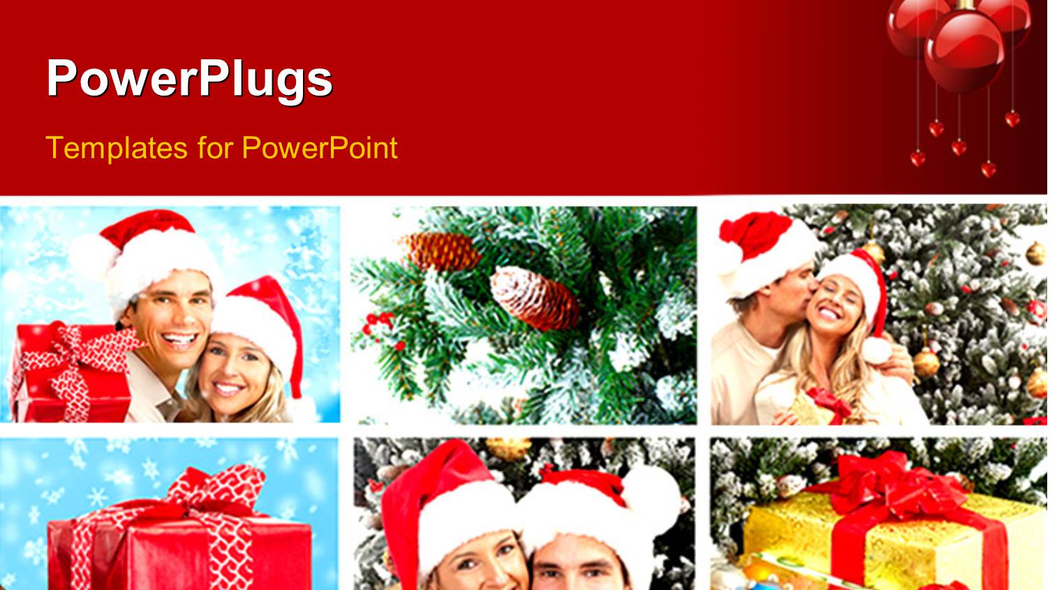 Christmas Celebrations with Collage of Couples Celebrating with Gift Boxes