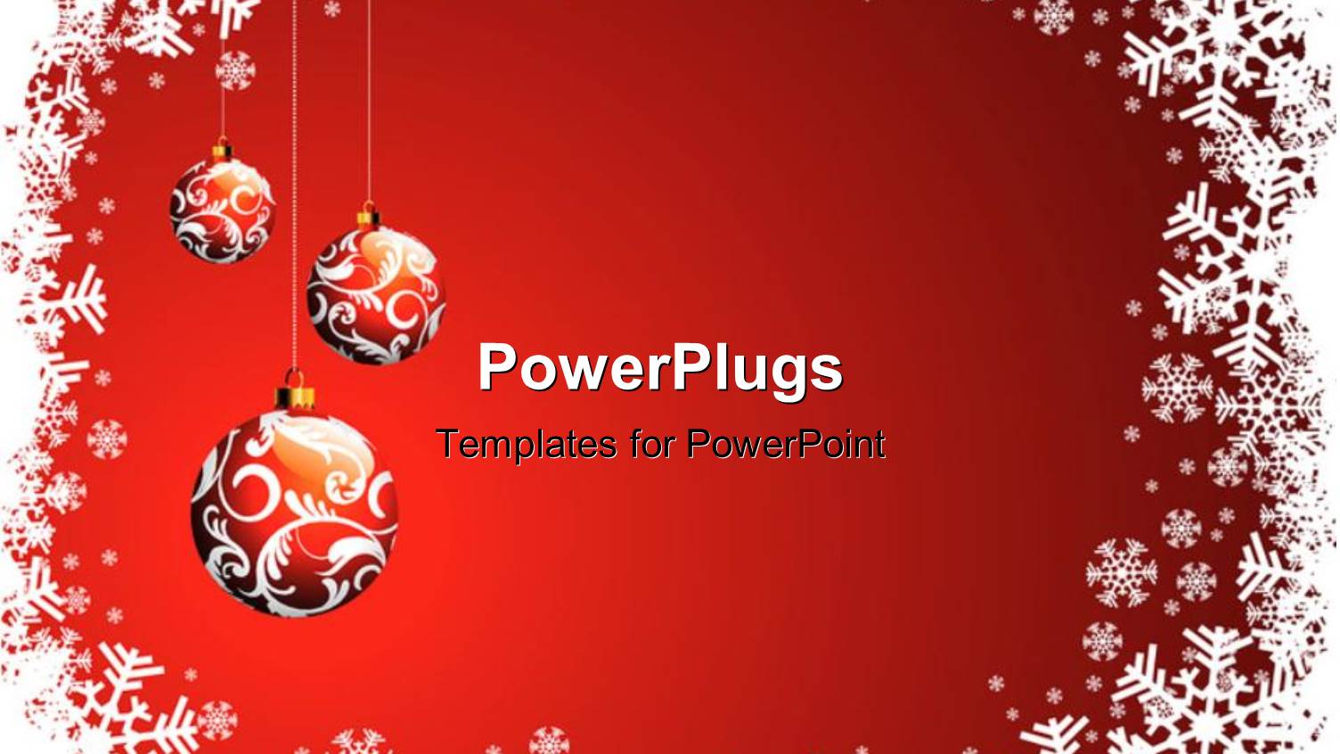 Christmas Decorations with Three Ornaments Hanging with Snow Flakes