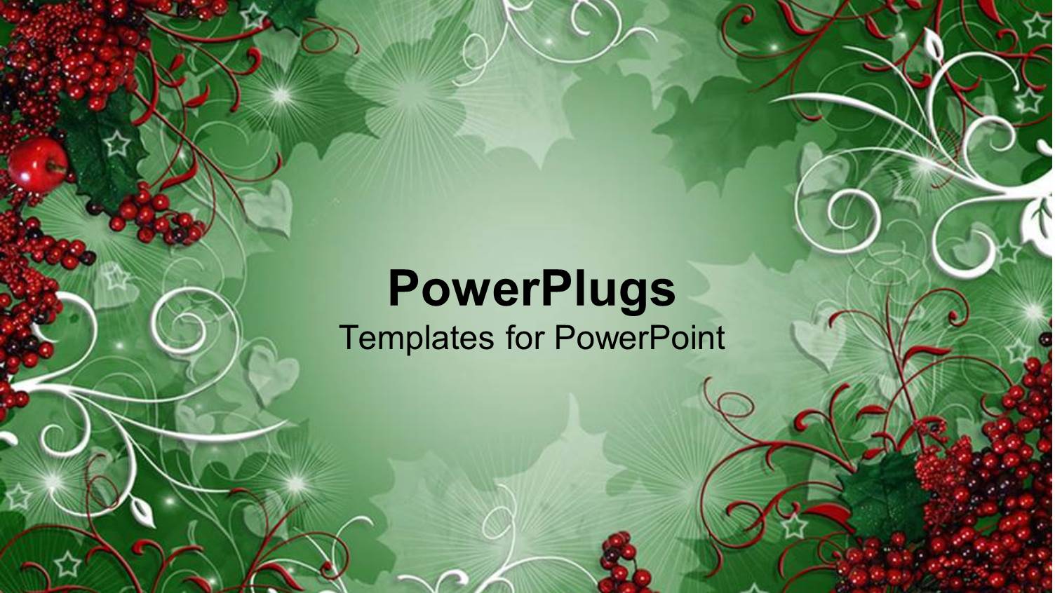 Christmas Depiction with Strawberries as Frame and Green Background