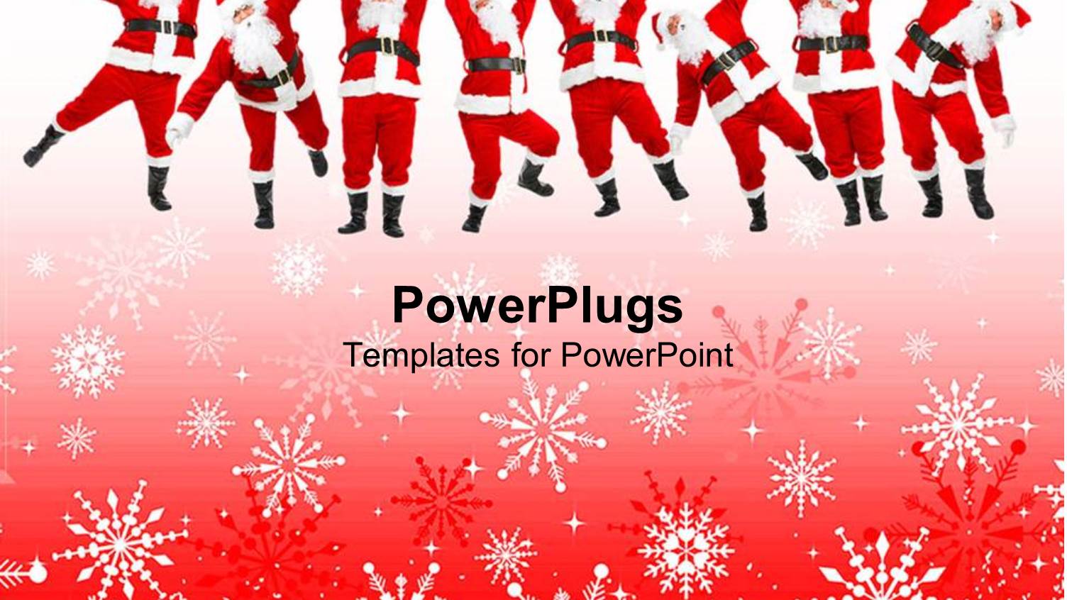 Christmas Theme with Eight Santa Claus Hanging on a Rope White and Red Snowflakes