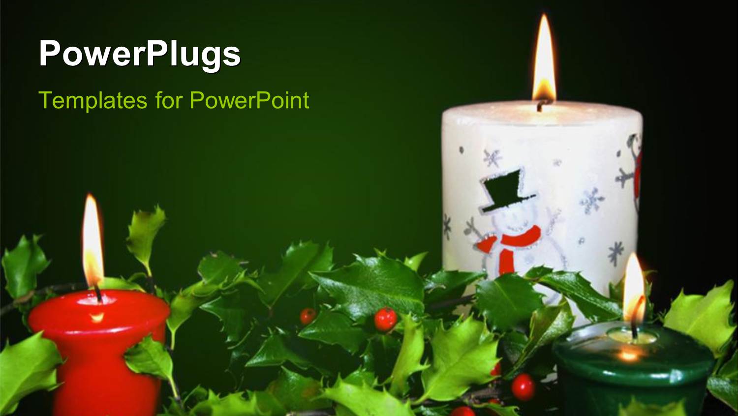 Christmas Theme with Glowing Candles & Fresh Seasonal Holly