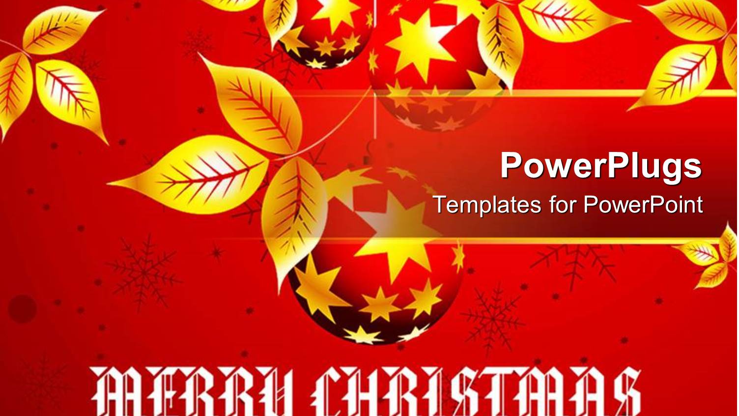 Christmas Theme with Golden Leaves on Red Background