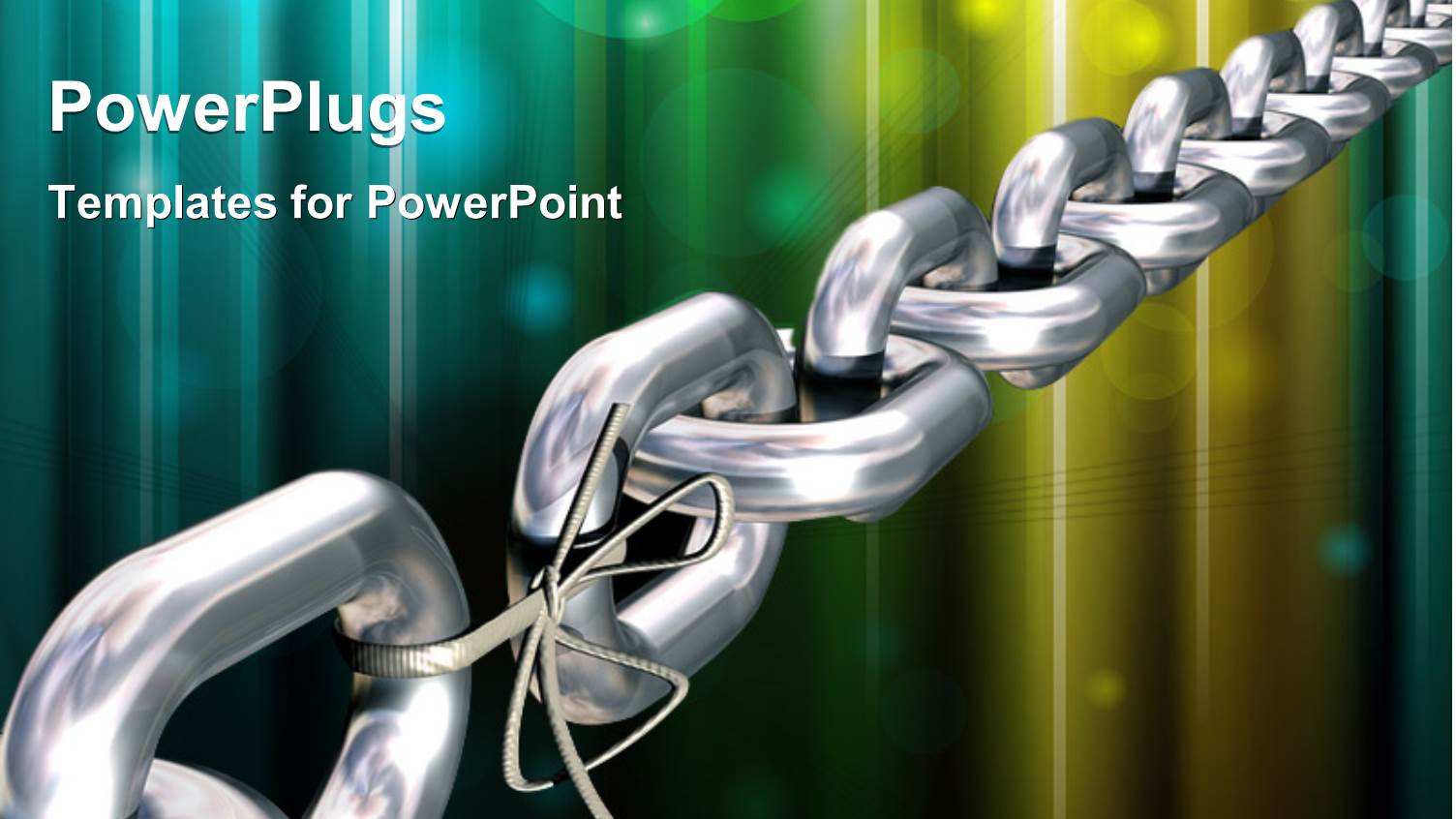 Chrome Chain with a Weak Link Over Colorful Background