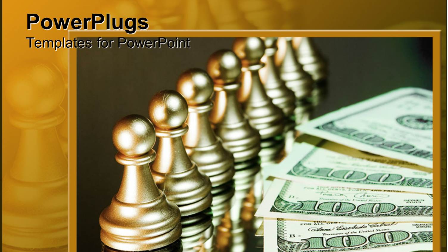 Chrome Chess Pawns Stand Beside Hundred Dollar Bills