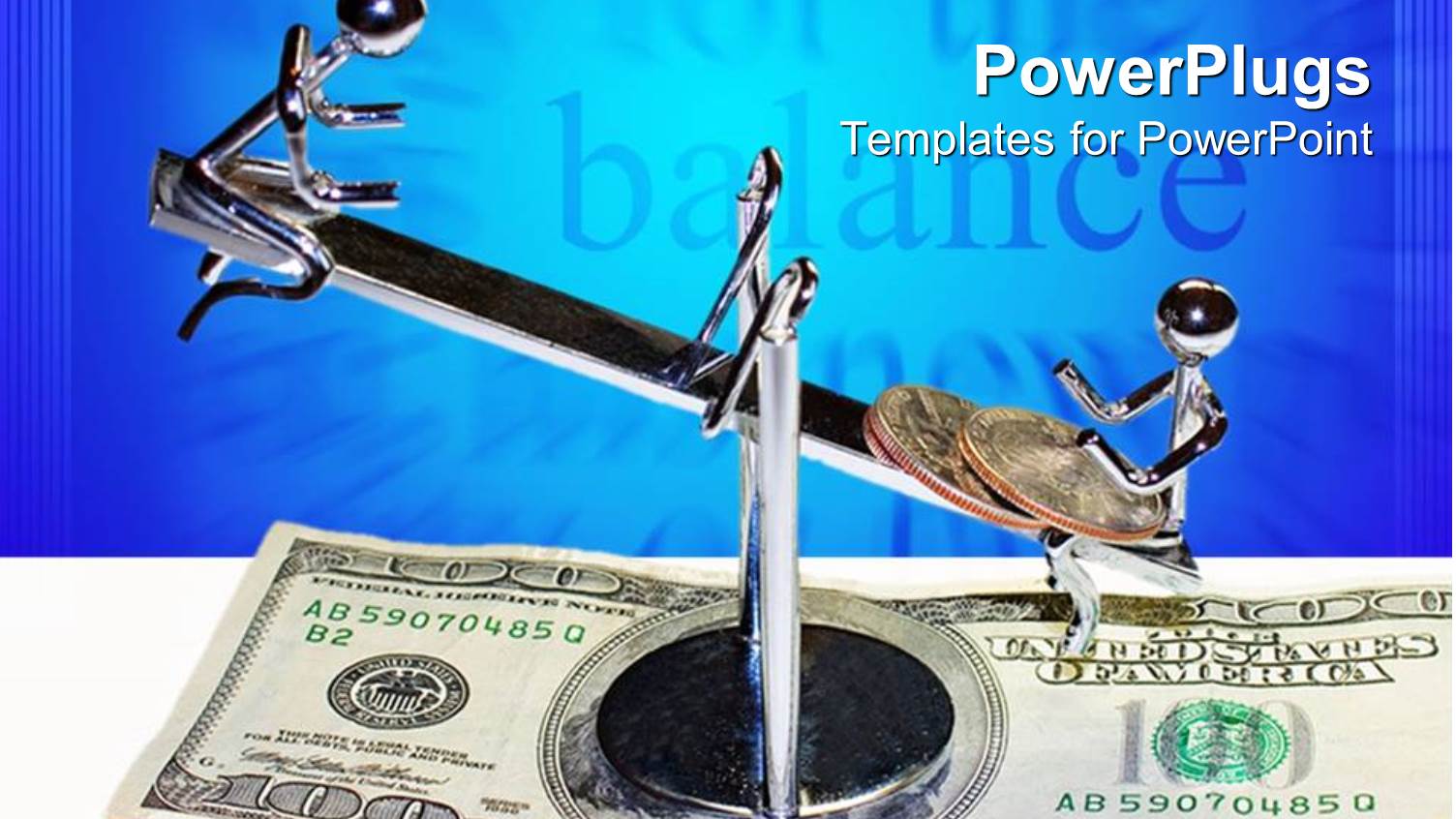 Chrome Figures and Coins on Balancing Scales