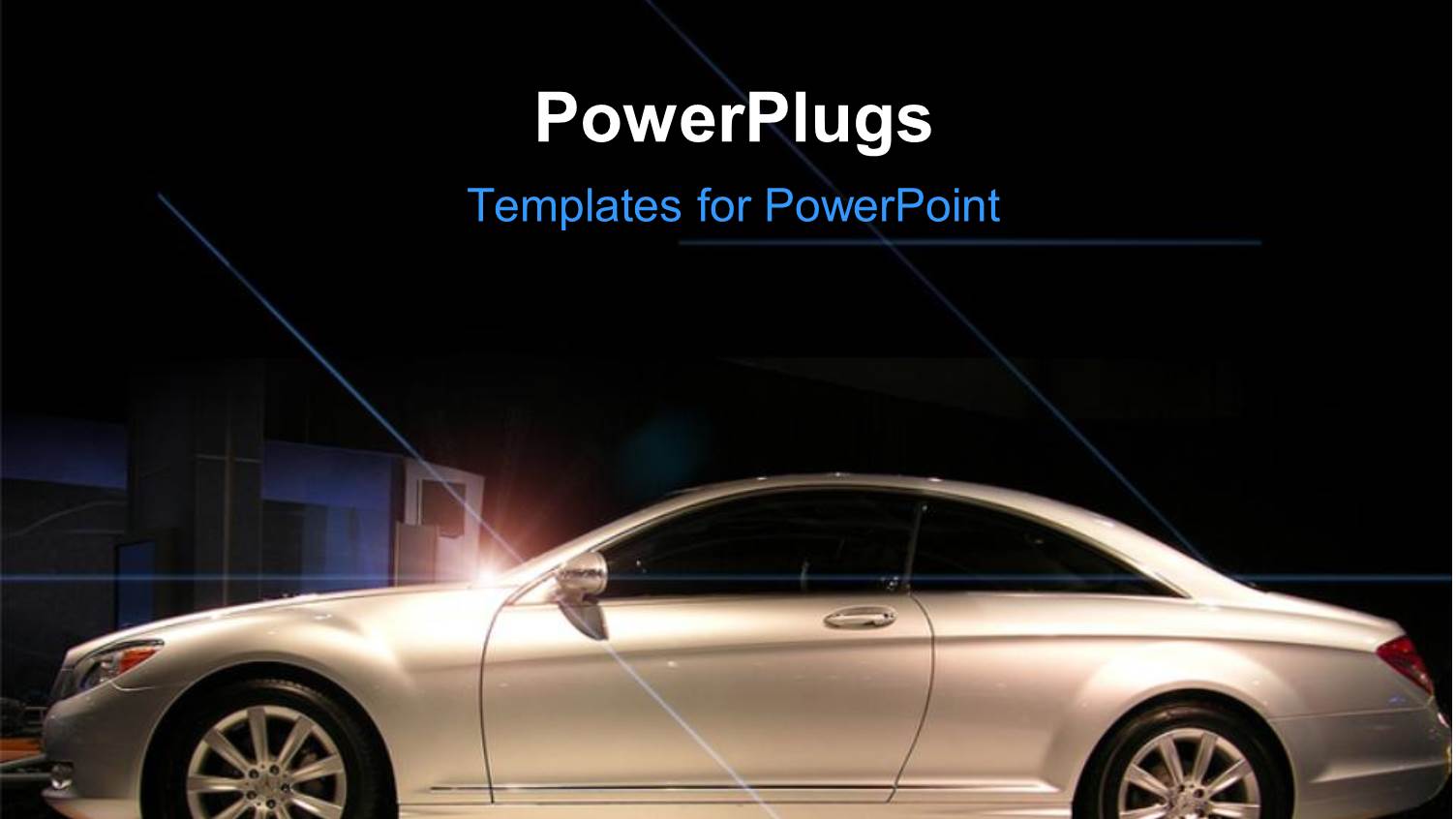 Chrome Plated Two Door Luxurious Car on Exhibition with Light Glow