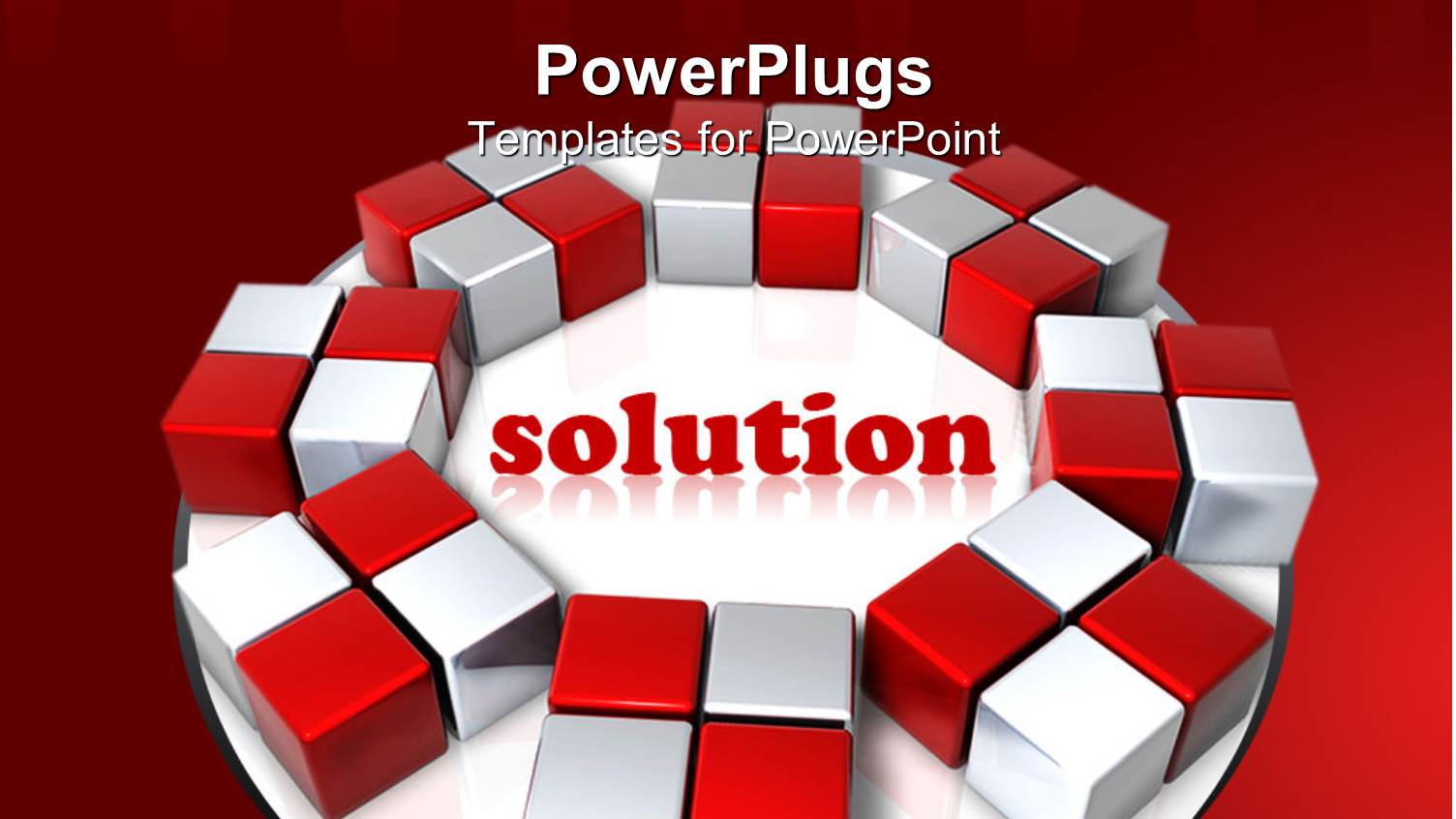 Chrome and Red Cubes Forming a Regular Octagon on White and Red Background