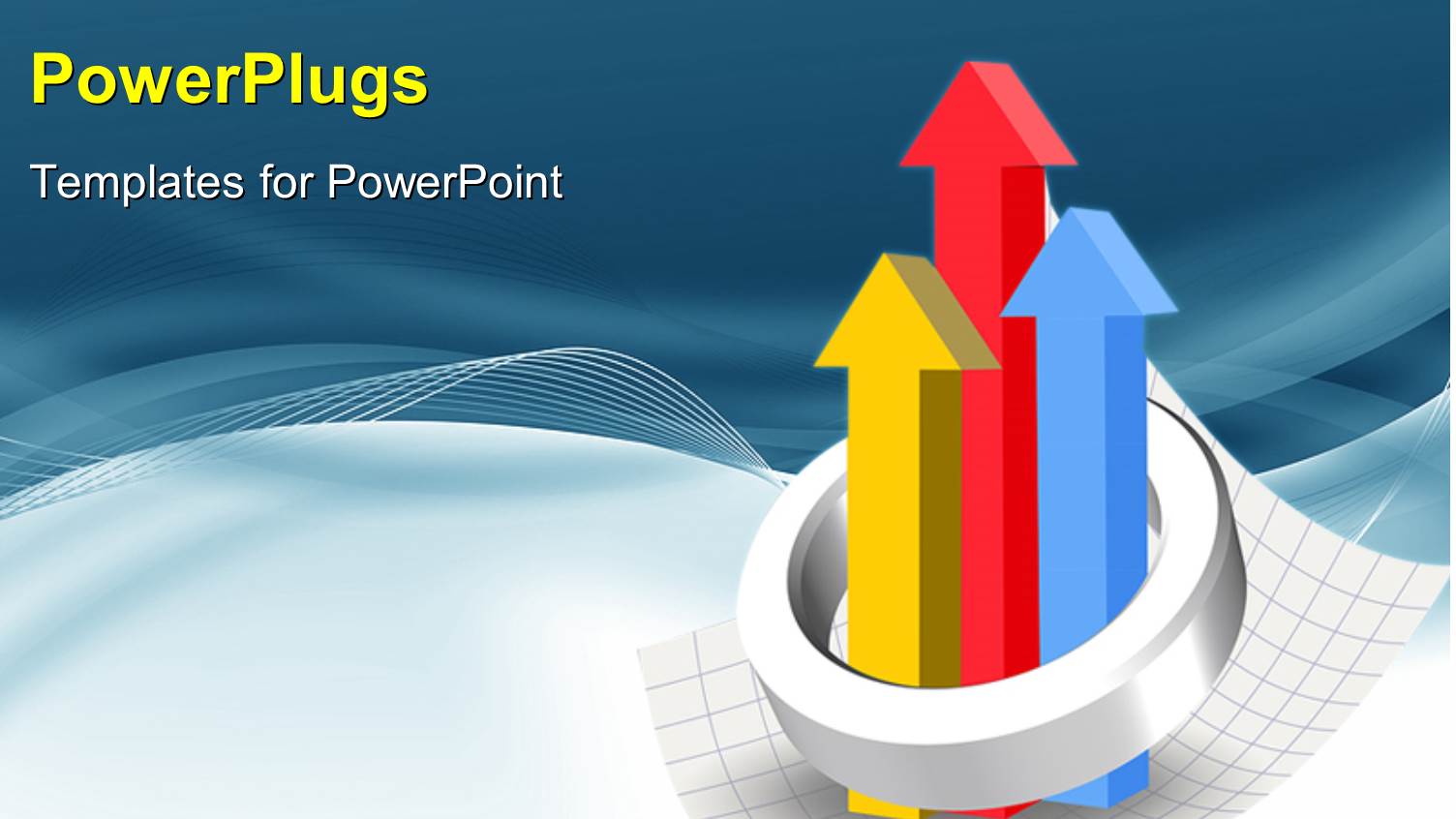 Chrome Ring Around Colored Bar Chart with Arrows Pointing Upwards