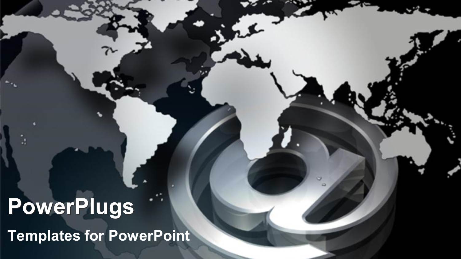 Chrome Three Dimensional Email Symbol Over World Map and Globe