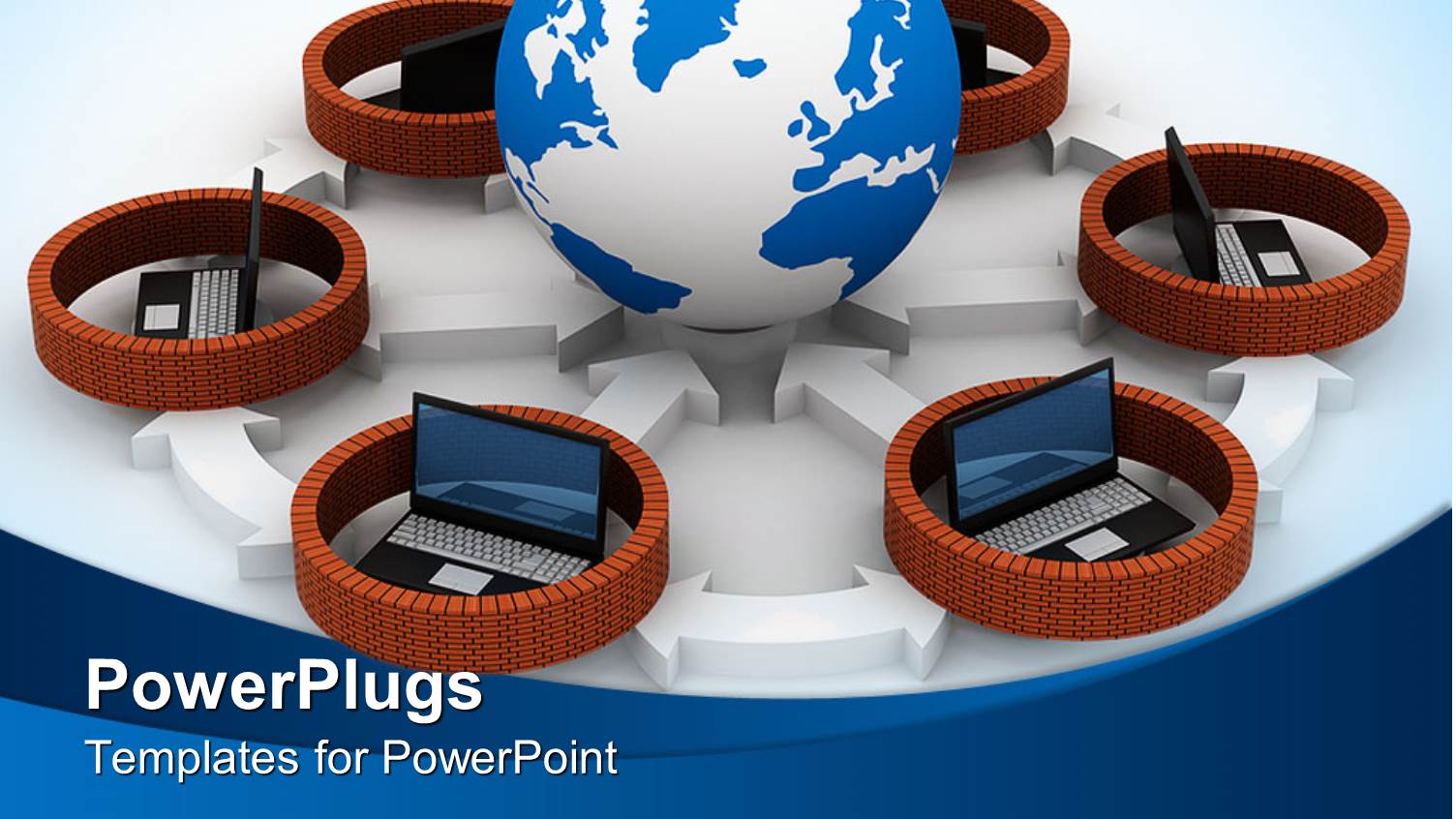 a Circle Including a Number of Laptops Surrounding the Earth