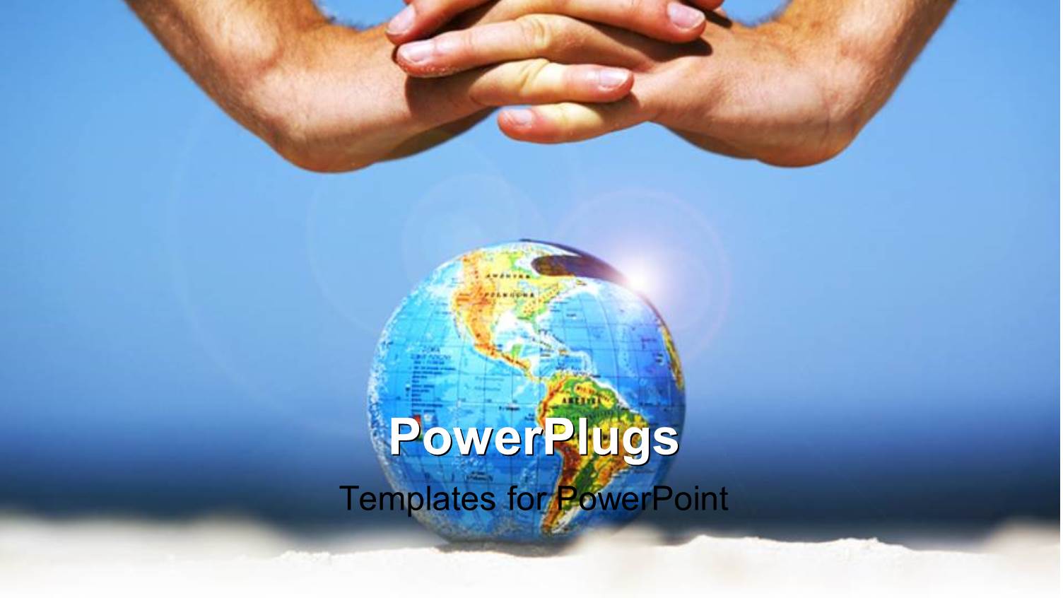 Clasped Hands Covering Earth Globe Depicting Earth Preservation