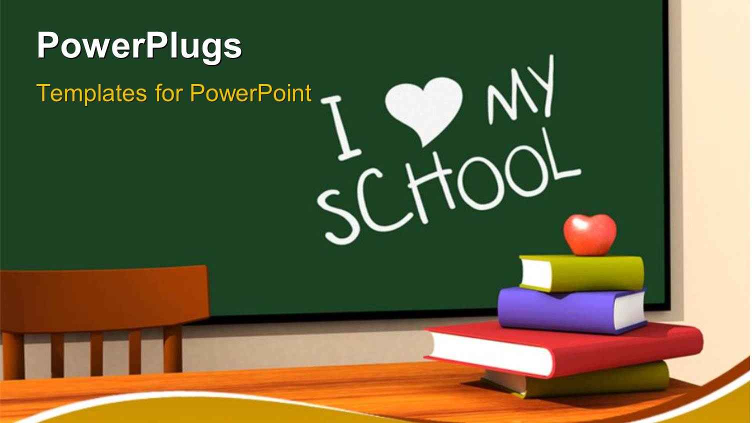 Classroom with Multicolor Books and Keyword i Love my School on Chalkboard