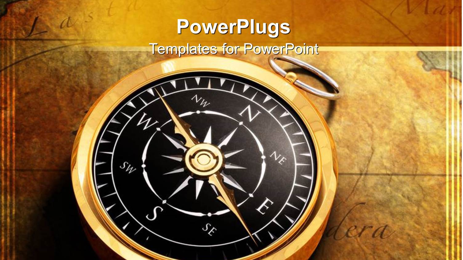 Classy Golden Compass on Ancient Map