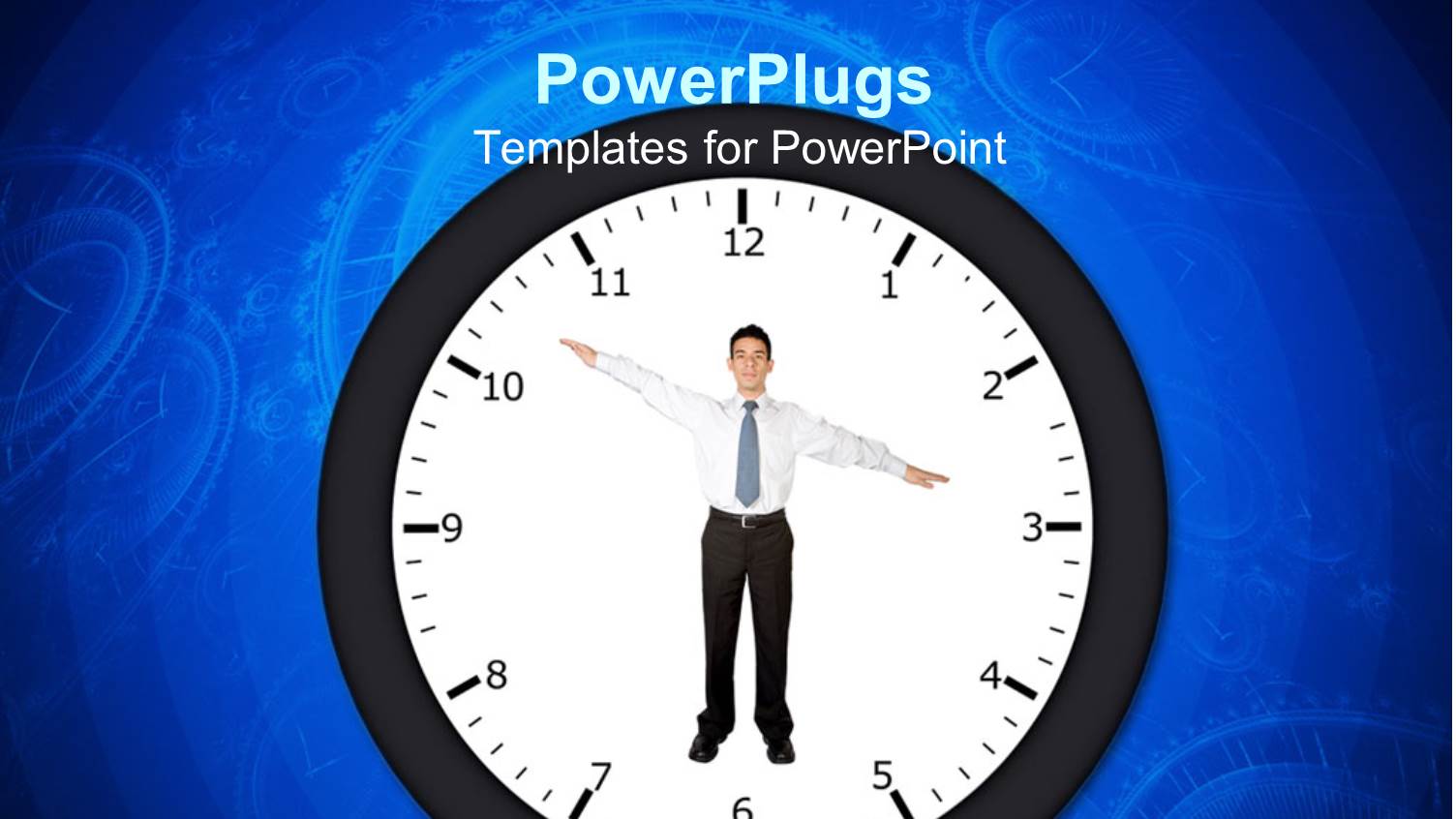 Clock with Business Man Pointing at Time