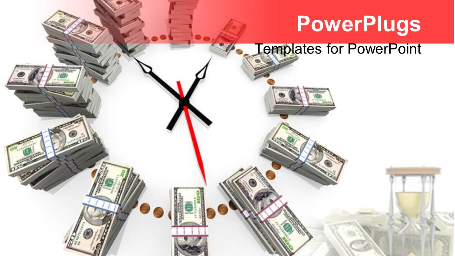 Clock Made with Ascending Stacks of Dollar Bills in Bundles