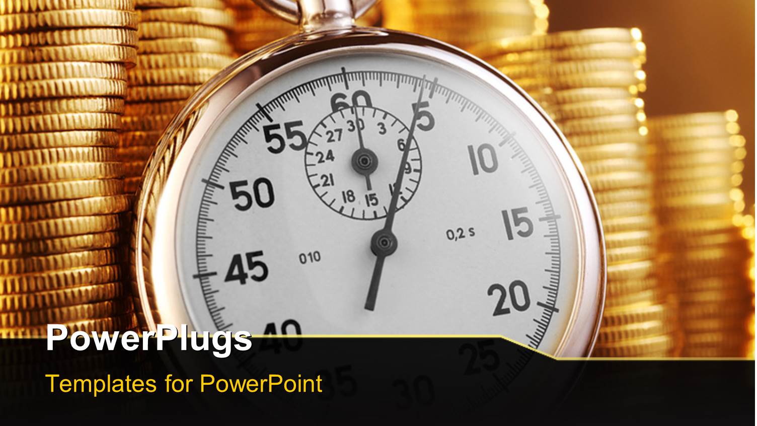 a Clock with a Number of Gold Coins in the Background