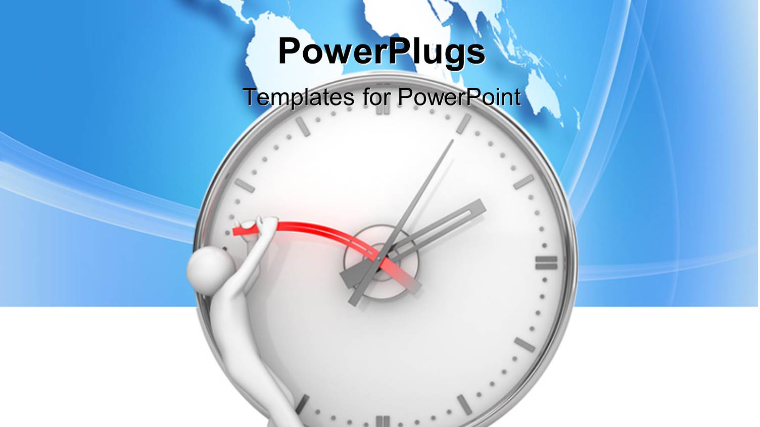 a Clock with a Person and Globe in the Background