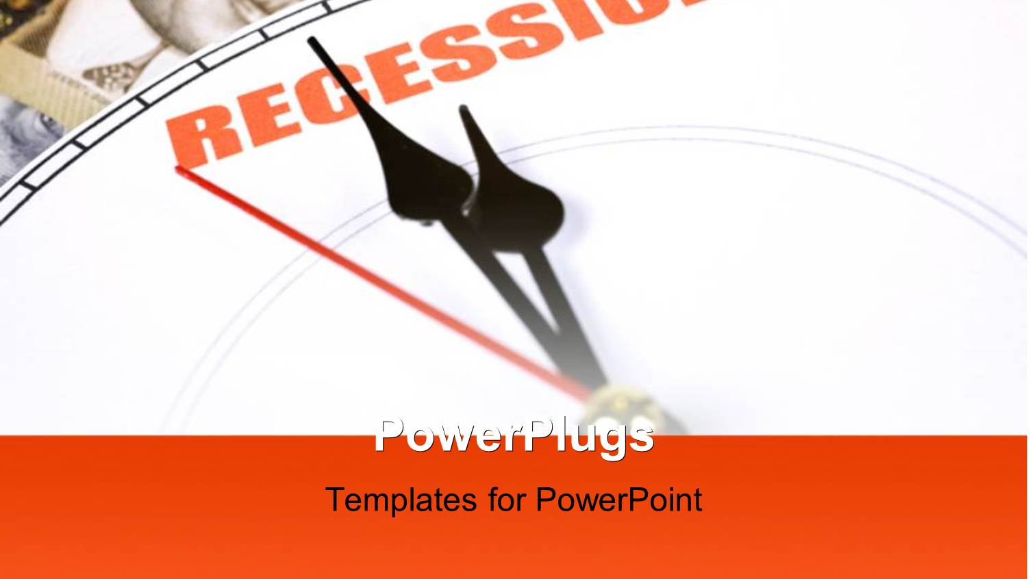 a Clock with the Recession Symbol and a Dollar in Background