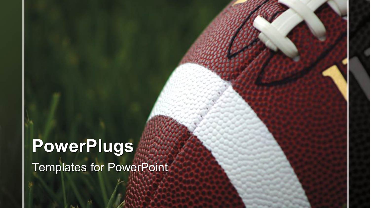 Close-up of American Football on Grass with Blurred Frame