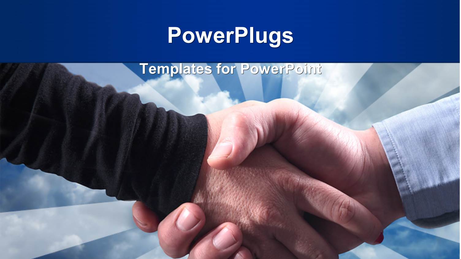 Close-up of Handshake Over Blue Cloudy Sky Overhead 