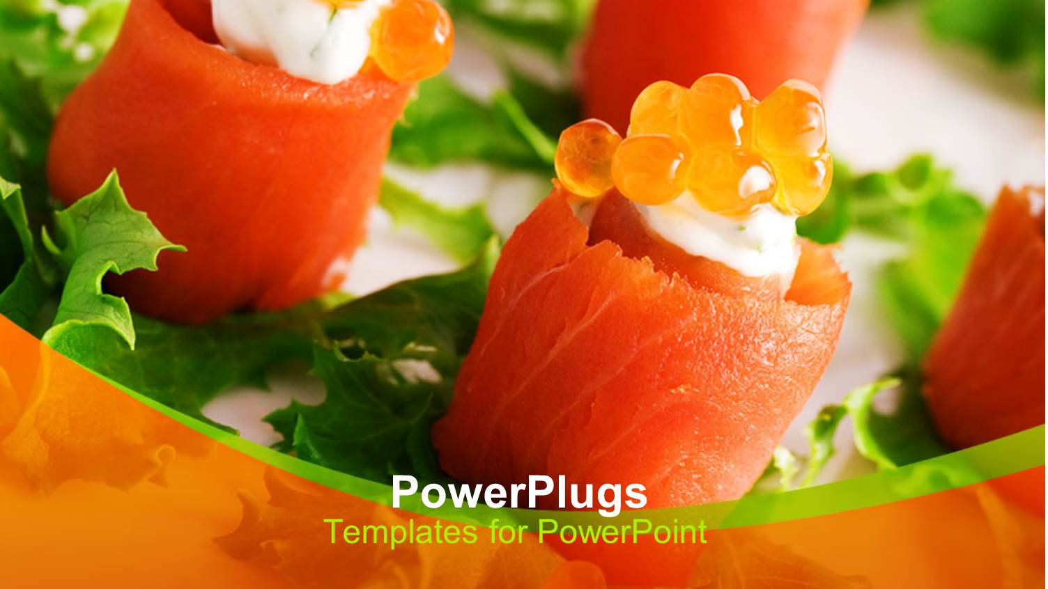 Close-up of Salmon Rolls with Red Caviar