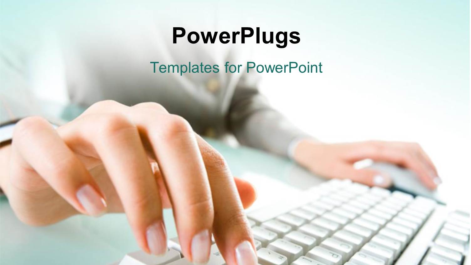 Close-up of Woman's Hand Operating Computer Keyboard and Mouse 