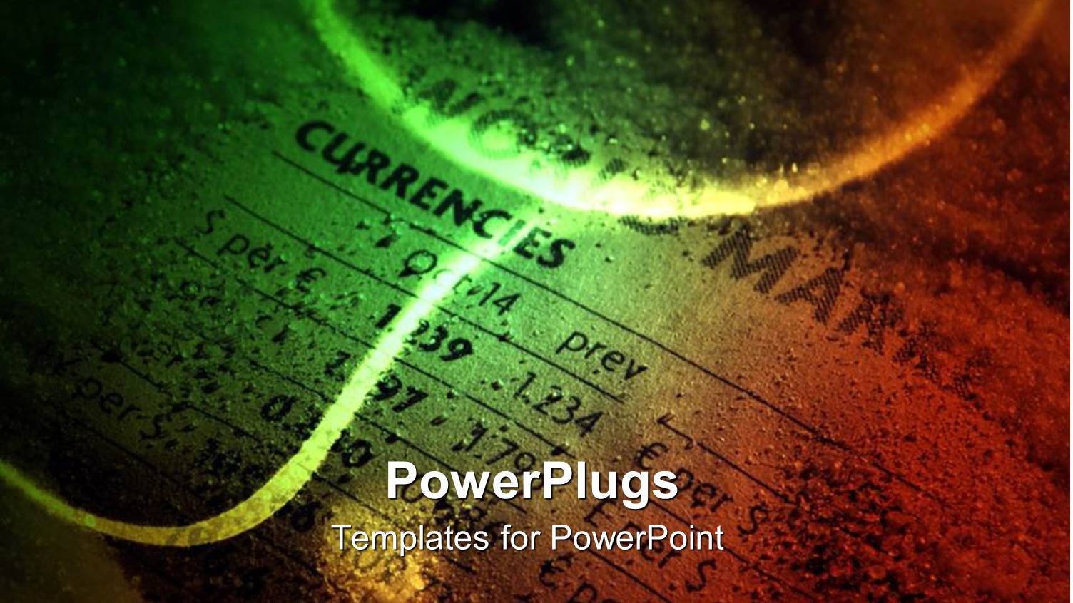 Close Up of Dusty Paper Showing Currencies with Glittering Lines and Sphere on Top of it