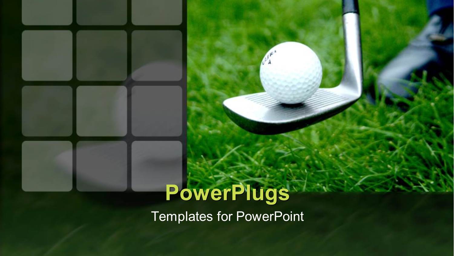 Close Up of Golf Ball on Golf Club on Green Grass