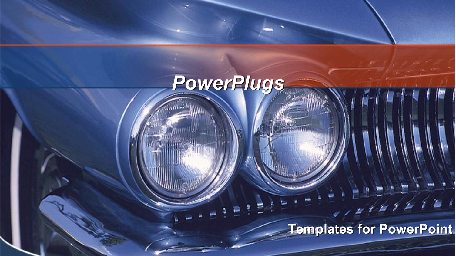 Close Up of the Headlights of Blue Classic Car