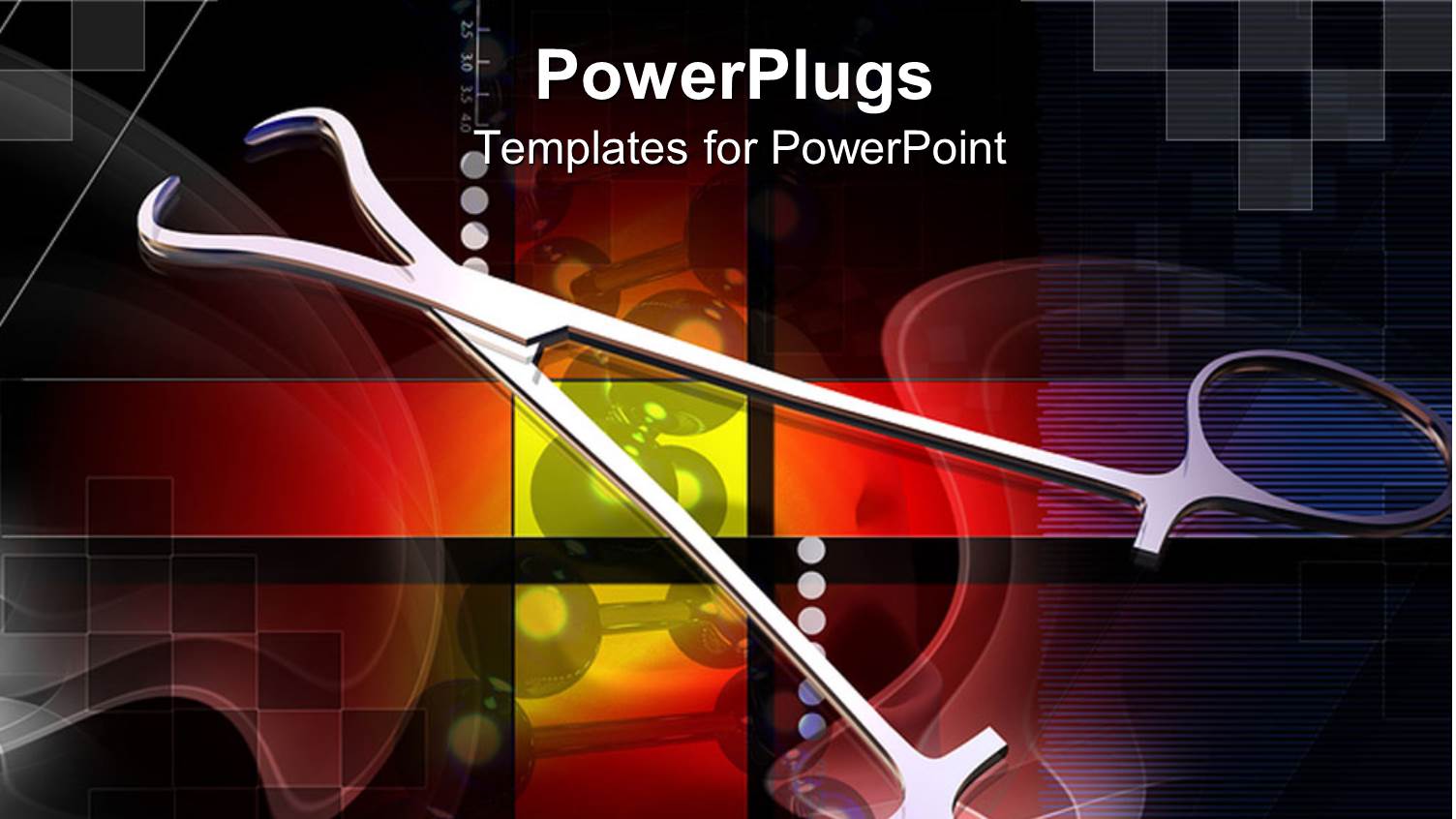 Close Up of Metallic Surgical Tongs in Colorful Background